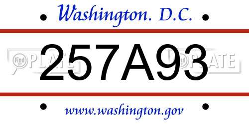 257A93 District Of Columbia License Plate