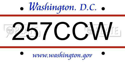 257CCW District Of Columbia License Plate