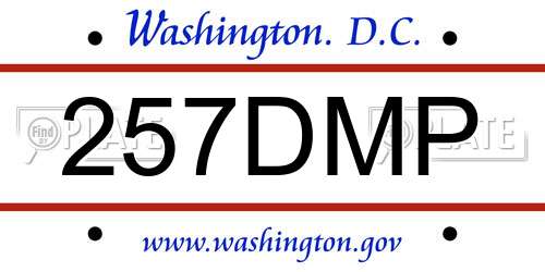 257DMP District Of Columbia License Plate