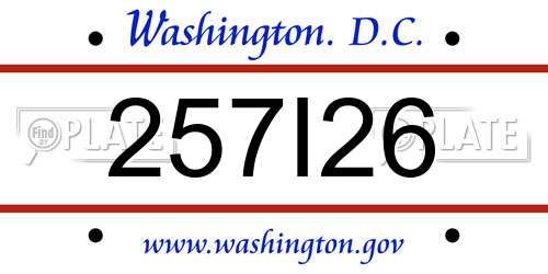 257I26 District Of Columbia License Plate
