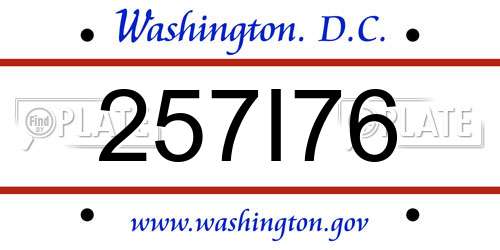 257I76 District Of Columbia License Plate