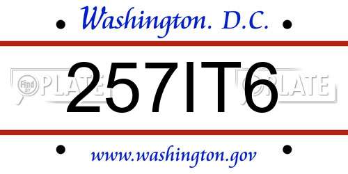 257IT6 District Of Columbia License Plate