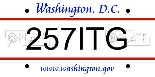 257ITG District Of Columbia License Plate