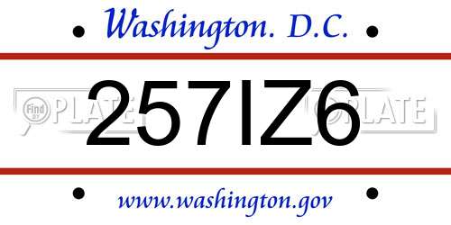 257IZ6 District Of Columbia License Plate