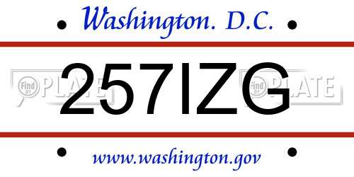 257IZG District Of Columbia License Plate
