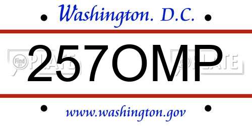 257OMP District Of Columbia License Plate