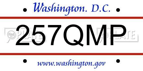 257QMP District Of Columbia License Plate