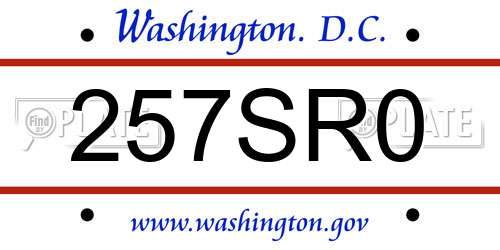 257SR0 District Of Columbia License Plate