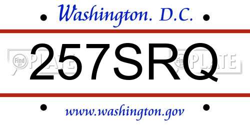 257SRQ District Of Columbia License Plate