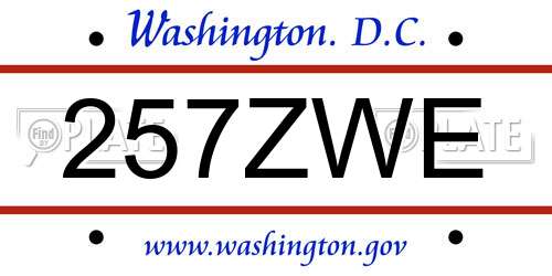 257ZWE District Of Columbia License Plate