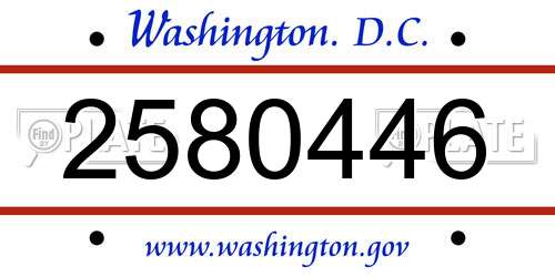 2580446 District Of Columbia License Plate