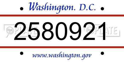 2580921 District Of Columbia License Plate