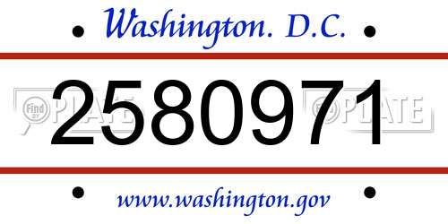 2580971 District Of Columbia License Plate