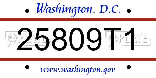 25809T1 District Of Columbia License Plate
