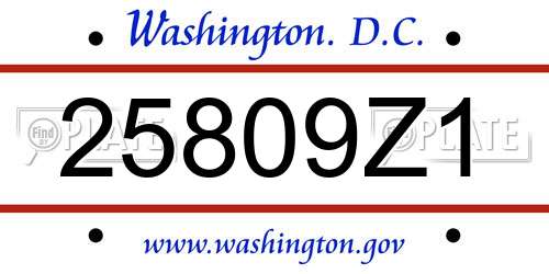 25809Z1 District Of Columbia License Plate