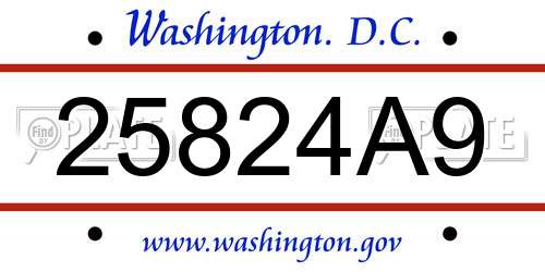 25824A9 District Of Columbia License Plate