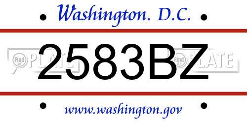 2583BZ District Of Columbia License Plate