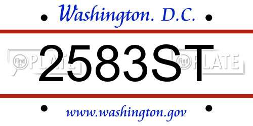2583ST District Of Columbia License Plate