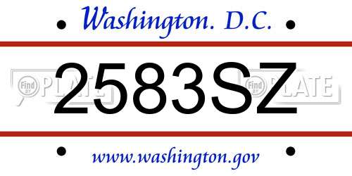 2583SZ District Of Columbia License Plate