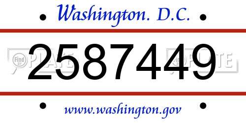2587449 District Of Columbia License Plate