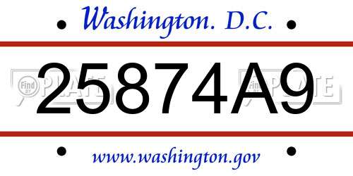25874A9 District Of Columbia License Plate