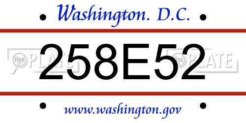 258E52 District Of Columbia License Plate