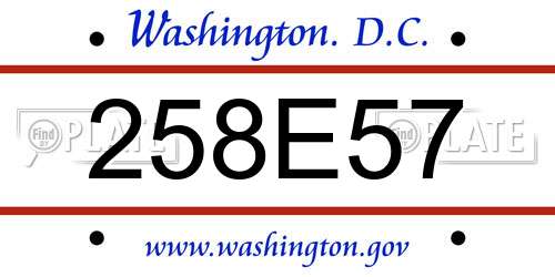 258E57 District Of Columbia License Plate