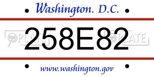 258E82 District Of Columbia License Plate