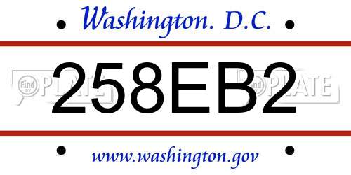 258EB2 District Of Columbia License Plate