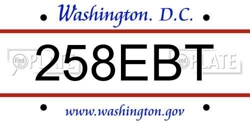 258EBT District Of Columbia License Plate