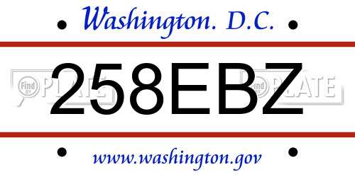 258EBZ District Of Columbia License Plate