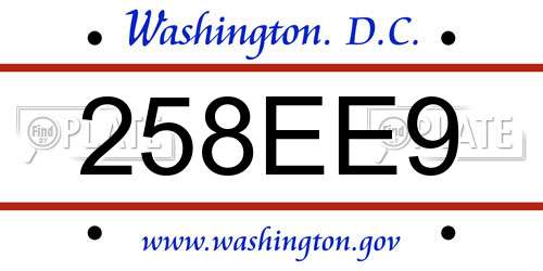 258EE9 District Of Columbia License Plate
