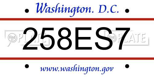 258ES7 District Of Columbia License Plate