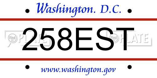 258EST District Of Columbia License Plate