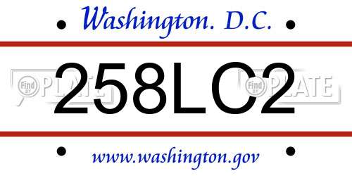 258LC2 District Of Columbia License Plate