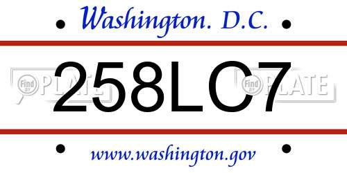 258LC7 District Of Columbia License Plate