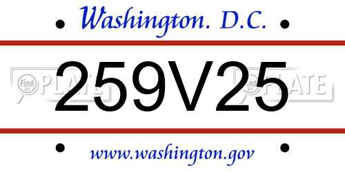 259V25 District Of Columbia License Plate