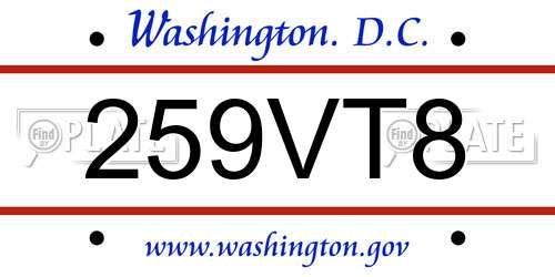 259VT8 District Of Columbia License Plate