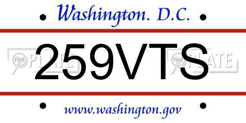 259VTS District Of Columbia License Plate