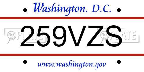 259VZS District Of Columbia License Plate