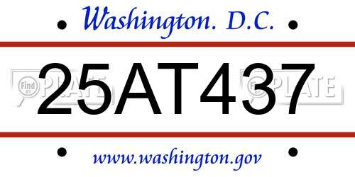 25AT437 District Of Columbia License Plate