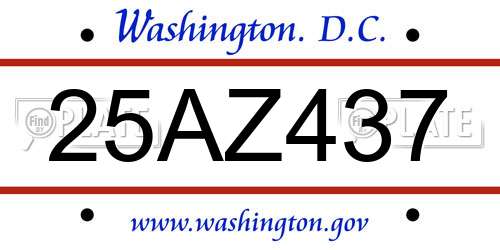 25AZ437 District Of Columbia License Plate