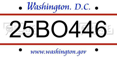 25BO446 District Of Columbia License Plate