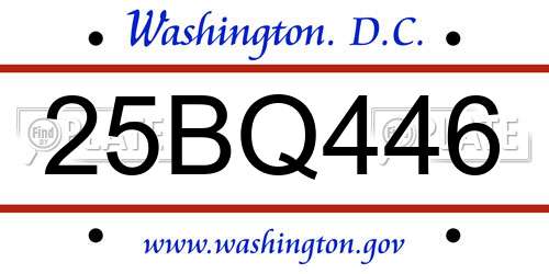 25BQ446 District Of Columbia License Plate