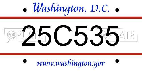 25C535 District Of Columbia License Plate