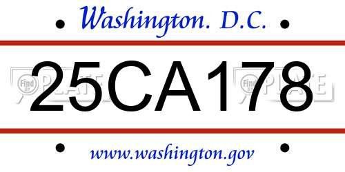 25CA178 District Of Columbia License Plate