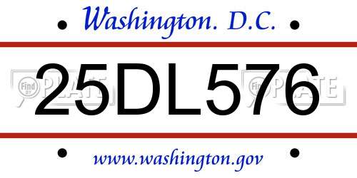 25DL576 District Of Columbia License Plate