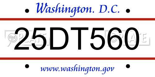 25DT560 District Of Columbia License Plate