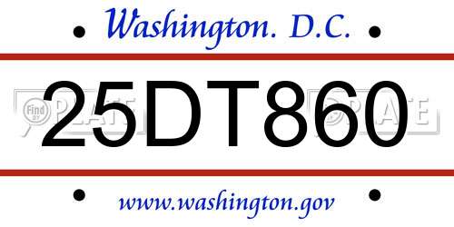 25DT860 District Of Columbia License Plate