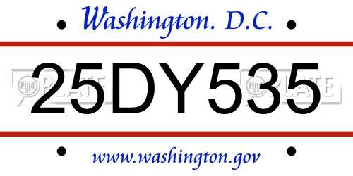 25DY535 District Of Columbia License Plate